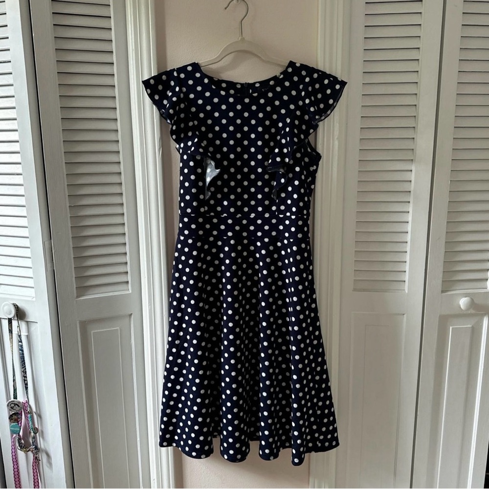 Amazon Navy and White Polka Dot Kids Dress